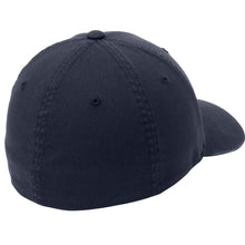 Load image into Gallery viewer, Two Color EGA Embroidered USMC Light Distress Navy FlexFit Hat