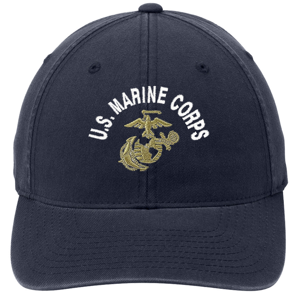 U.S. Marine Corps EGA Embroidered USMC Light Distressed Navy FlexFit Hat