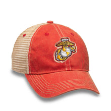 Load image into Gallery viewer, Marines EGA Vintage USMC Logo Trucker Red Hat - Marine Corps Direct