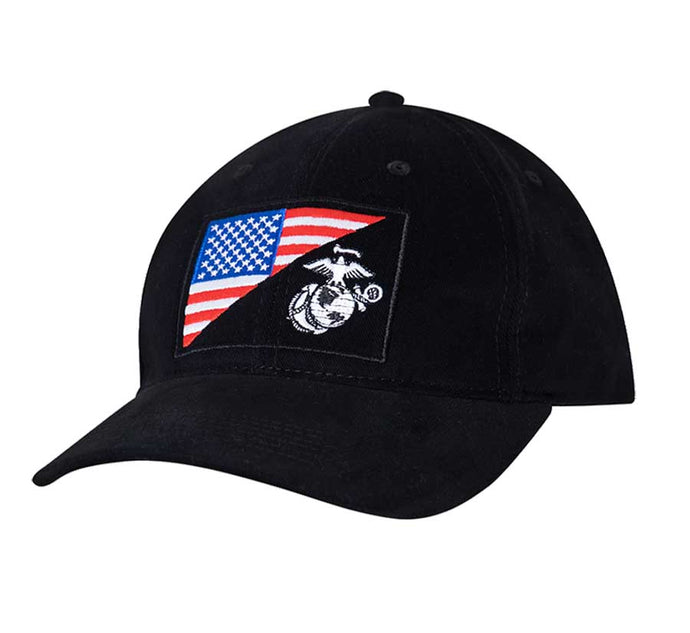 Marines Split Flag & EGA Black Low Profile Cap