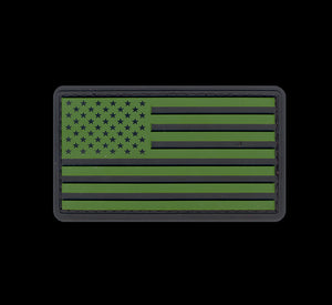 Green PVC US Flag Patch With Hook Back