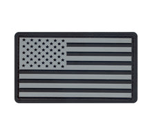 Load image into Gallery viewer, Silver PVC US Flag Patch With Hook Back