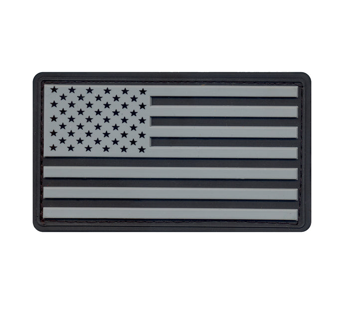 Silver PVC US Flag Patch With Hook Back