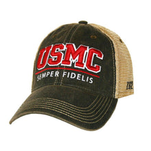 Load image into Gallery viewer, USMC Semper Fidelis Vintage Trucker Black Hat - Marine Corps Direct