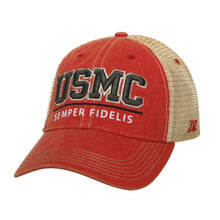 Load image into Gallery viewer, USMC Semper Fidelis Vintage Trucker Red Hat - Marine Corps Direct