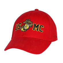 Load image into Gallery viewer, Gold Outlined USMC &amp; EGA Twill Hat - Red - Marine Corps Direct