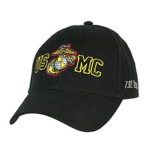 Load image into Gallery viewer, Gold Outlined USMC &amp; EGA Twill Hat - Black - Marine Corps Direct