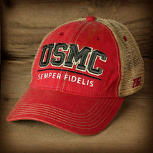 Load image into Gallery viewer, USMC Semper Fidelis Vintage Trucker Red Hat - Marine Corps Direct